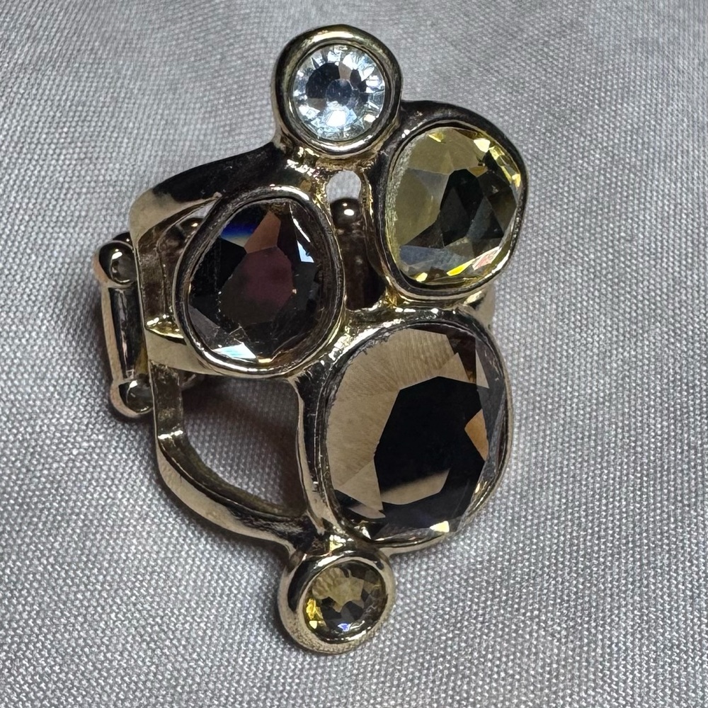 Paparazzi Gold Ring with Brown and Clear Stones